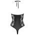 Cottelli Party - koronkowe body z kwiatowym wzorem (czarne) - XL