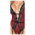 Abierta Fina - otwarty body z pasem (czarno-czerwony) - XL