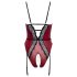 Abierta Fina - otwarty body z pasem (czarno-czerwony) - XL