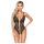 Abierta Fina - otwarty, koronkowy body z cyrkoniami (czarny) - M