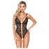 Abierta Fina - otwarty, koronkowy body z cyrkoniami (czarny) - M