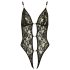 Abierta Fina - otwarty, koronkowy body z cyrkoniami (czarny) - M