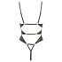 Abierta Fina - otwarty, koronkowy body z cyrkoniami (czarny) - M