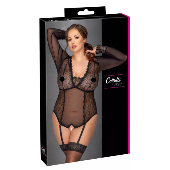 Cottelli Curves - przezroczyste body (czarne)