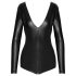 Noir - błyszczące body z długim rękawem (czarne) - XL