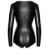 Noir - błyszczące body z długim rękawem (czarne) - XL