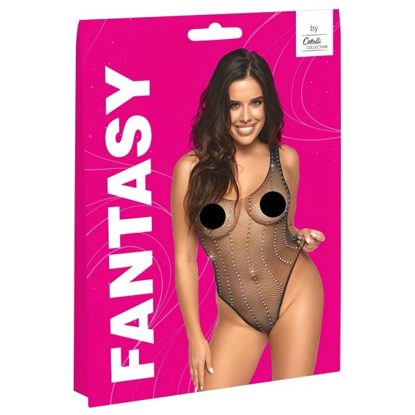 Cottelli - body z siateczki z cyrkoniami - czarne - S-L