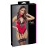 Cottelli - koronkowe body z szyfonem (czerwony) - M