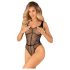 Obsessive B336 - Przezroczyste, otwarte siateczkowe body (czarne) - S-L