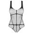 Obsessive B336 - Przezroczyste, otwarte siateczkowe body (czarne) - S-L