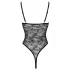 Cottelli - koronkowe body z otwartym krokiem - prześwitujące - czarne - XL