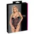 Cottelli - koronkowe body z otwartym krokiem - prześwitujące - czarne - XL