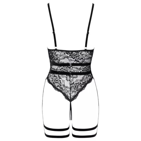 Cottelli - body erotyczne otwarte z paskami - czarne - M