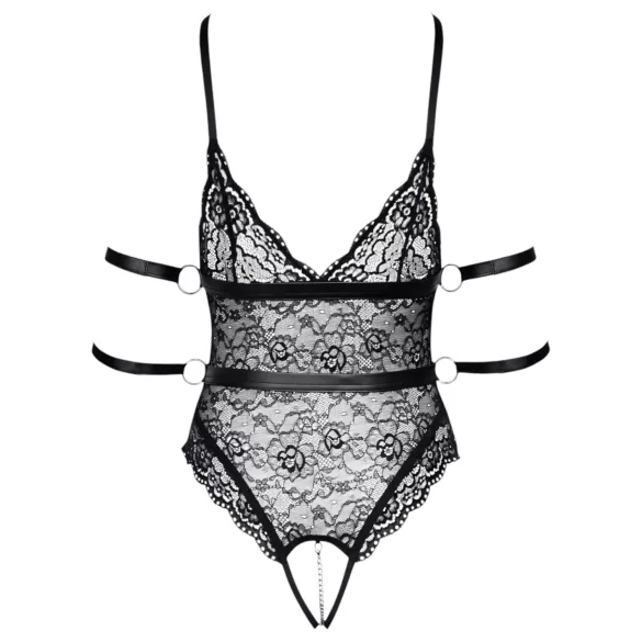 Cottelli Bondage - body otwarte - koronka - czarny - M