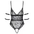 Cottelli Bondage - body otwarte - koronka - czarny - M