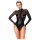 Noir - body damskie - błyszczące z transparentnym panelem - czarne - L