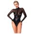 Noir - połyskujące body z przezroczystymi wstawkami (czarne) - XL