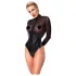 Noir - body damskie - błyszczące z transparentnym panelem - czarne - XL