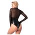 Noir - połyskujące body z przezroczystymi wstawkami (czarne) - XL