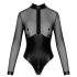 Noir - połyskujące body z przezroczystymi wstawkami (czarne) - XL