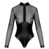 Noir - body damskie - błyszczące z transparentnym panelem - czarne - XL