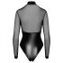 Noir - połyskujące body z przezroczystymi wstawkami (czarne) - XL