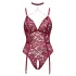 Cottelli Curves - body z koronki z łańcuszkiem - czerwone - 3XL