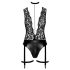 Noir Libido - czarny bodystocking z pasem do pończoch