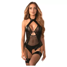   Obsessive - body erotyczne - przezroczyste, błyszczące - czarne - L/XL