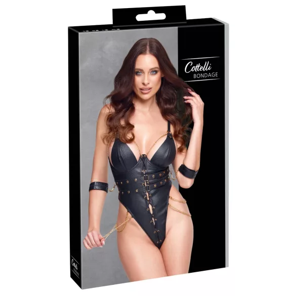 Cottelli - body do bondage z łańcuchami (czarne) - L