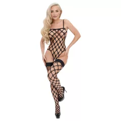   Cottelli Fantasy - czarny siateczkowy body i pończochy do uda, zestaw (S-L)