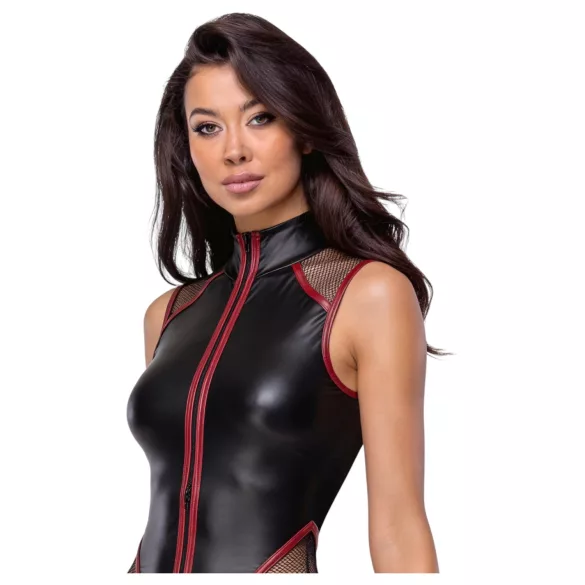 Cottelli - siateczkowe body z zamkiem (czarne) - M