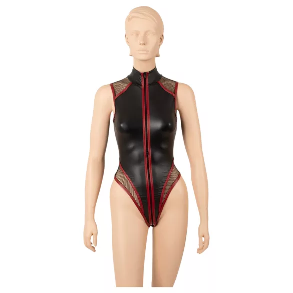 Cottelli - siateczkowe body z zamkiem (czarne) - M