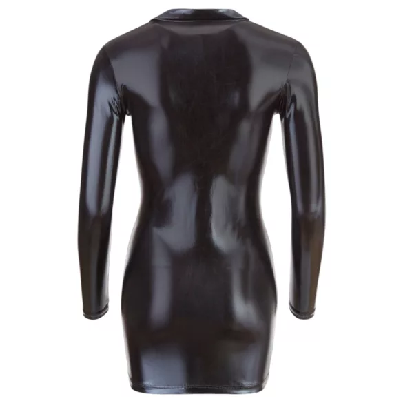 Cottelli - sukienka mini z długim rękawem - błyszcząca - czarna - XL