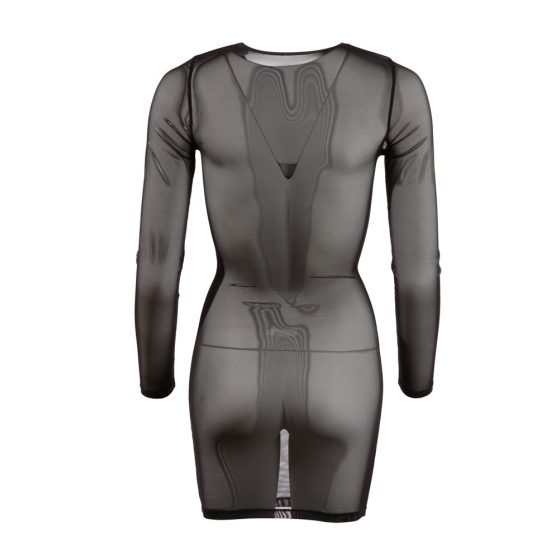 Cottelli - prześwitująca sukienka z długim rękawem (czarna) - XL