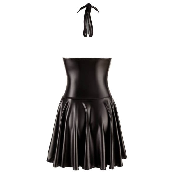Noir - plisowana sukienka na ramiączkach z prześwitującym biustem (czarna)