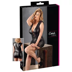   Cottelli Plus Size - sukienka z połyskiem i koronką - czarna - XXL