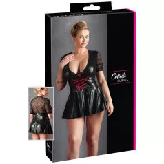  Cottelli Plus Size - sukienka błyszcząca - czerwony gorset - czarna - XXL