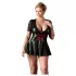 Cottelli Plus Size - sukienka błyszcząca - czerwony gorset - czarna - XXXXL