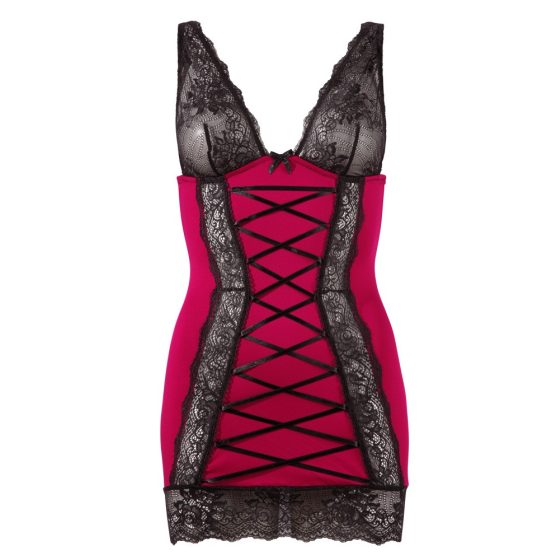 Cottelli - Ekskluzywna sukienka z koronki i koronki (czerwono-czarna) - XL