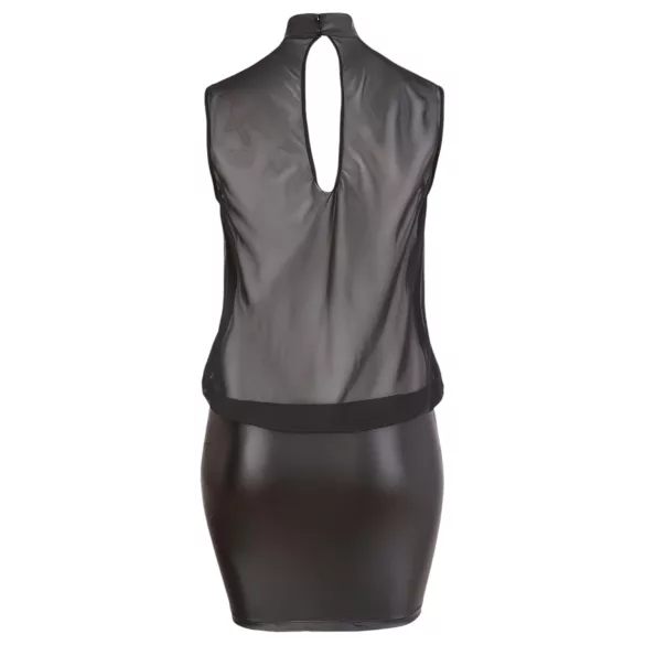 Cottelli Plus Size - sukienka erotyczna z szyfonu - czarna