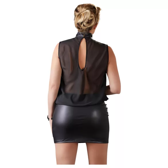 Cottelli Plus Size - sukienka erotyczna z szyfonu - czarna - 3XL
