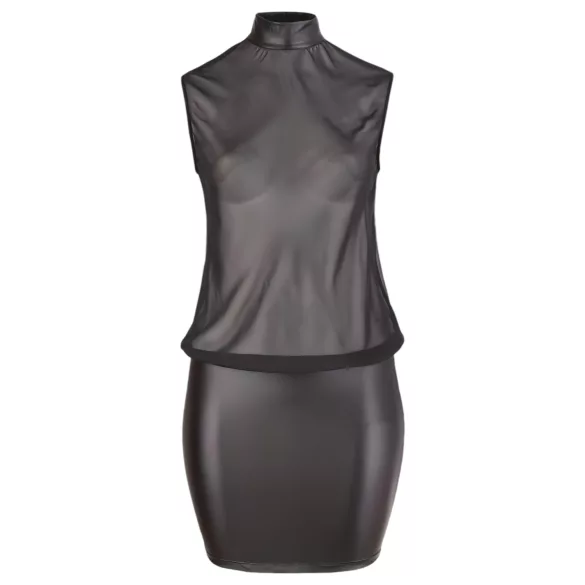 Cottelli Plus Size - sukienka erotyczna z szyfonu - czarna - 3XL