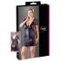 Cottelli Plus Size - sukienka erotyczna z kokardką i koronką - czarna - 3XL