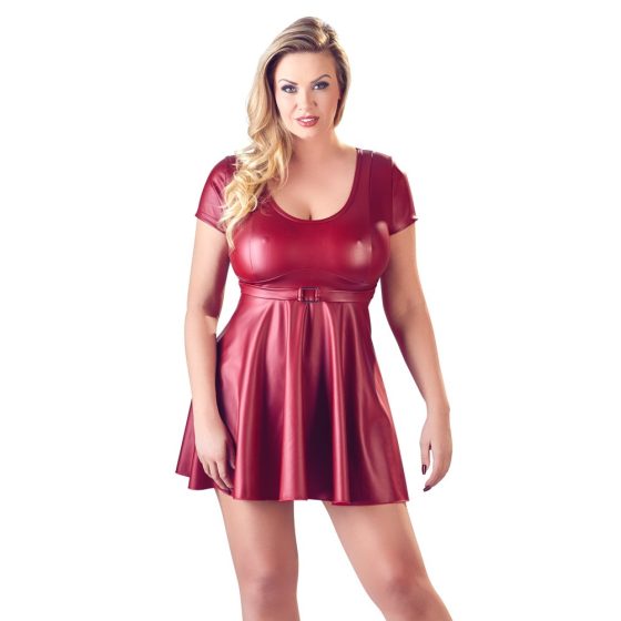 Cottelli Plus Size - Sukienka mini o linii A (bordowy) - 4XL
