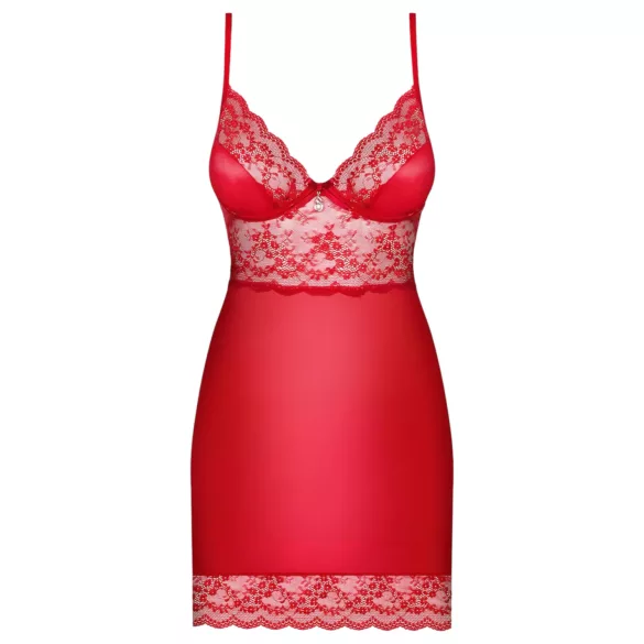 Obsessive Lovica - koszulka nocna i stringi - koronka - czerwony - L/XL