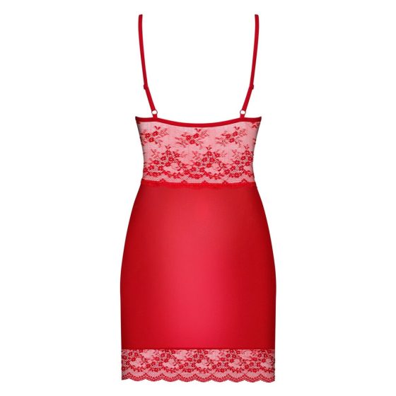 Obsessive Lovica - koronkowa koszulka nocna ze stringami (czerwona) - L/XL
