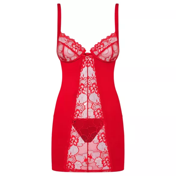 Obsessive - koszulka nocna i stringi - czerwone - L/XL