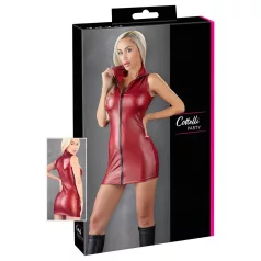   Cottelli Party - lśniąca, bezrękawnikowa mini sukienka z zamkiem (czerwona)