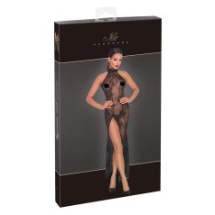 Noir - sukienka długa przezroczysta w kwiaty - czarna - M